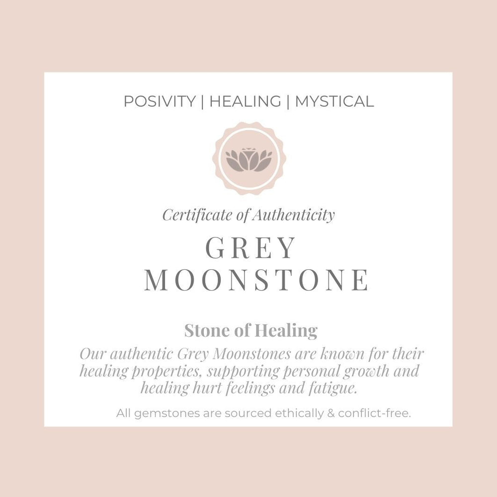 Grey Moonstone "Ava" Ring certificate 