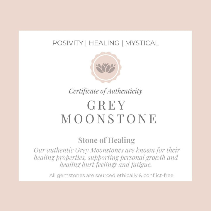 Grey Moonstone "Ava" Ring certificate 
