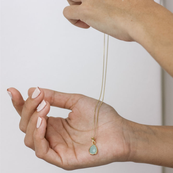 Aqua Chalcedony Stone Pendant Necklace - Robyn Real Jewels