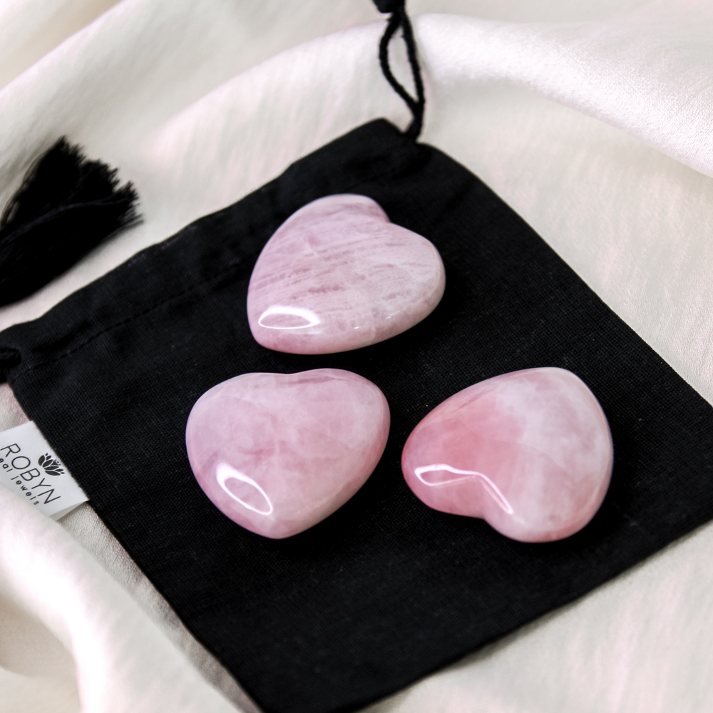 Rose Quartz Love Hearts Tumble Stones - Robyn Real Jewels 