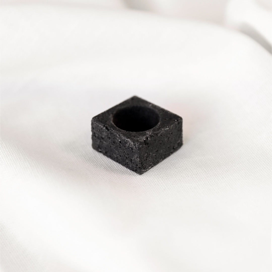 Black Lava Rock Square Stone Ring - Robyn Real Jewels 