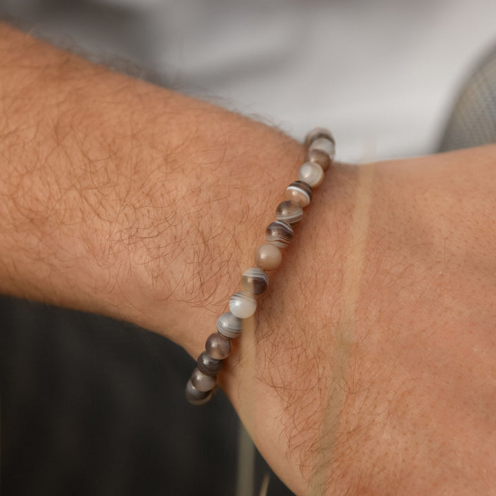 Botswana Grey Agate Stone Bracelet model image